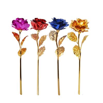 China 24k Plastic Wholesale Galaxy Rose Enchanted Galaxy Rose 24k Gold Artificial Rose For Girlfriend Gift for sale