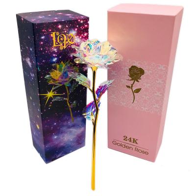 China 24k Plastic Galaxy Rose Artificial Rose Flower Gold Foil Rose For Girlfriend for sale