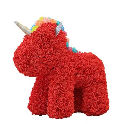 China Wholesale PE/Foam Rose Bear Handmade Foam Rose Unicorn Preserved Foam Rose Unicorn including gift box for sale