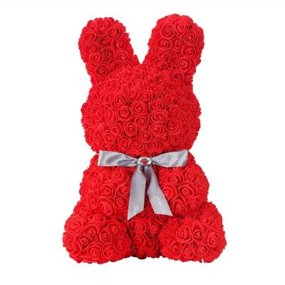 China Environmental Protection Foam Rose Bear Foam Rose Rabbit Artificial Flower Green Rabbit for sale