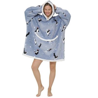 China Other Cross border pyjamas thick double layer lazy blanket super soft lazy hooded pyjamas double lazy hoodie for sale