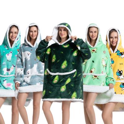 China Other 2022 new cold suit flannel thick pajamas Lamb tv TV lazy blanket cartoon over hoodie for sale