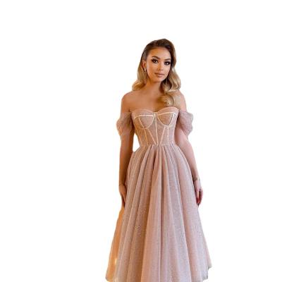 China Anti-Static Cross border Women's Dress European and American Temperament Sequins Princess Mid length Wedding Dress Amazon Fashion Swing Even for sale