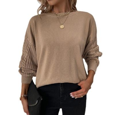 China Other Solid color round neck Twist knit Autumn/Winter 2022 Europe and the United States cross-border Lantern sleeve Amazon swe for sale