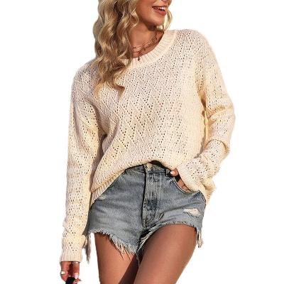 China Other Cross-border women's sweater for Summer 2022 new Amazon sweater top with crew neck hollowed-out for sale