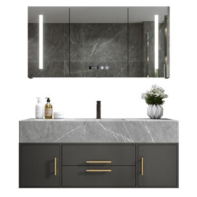 China Eco-friendly Modern Wall Mounted Combo Mirror Light Bathroom Vanity LED Smart Cabinet for sale