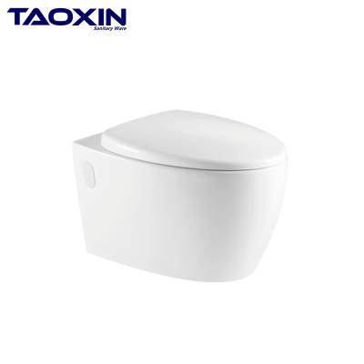 China Hidden White Round Rimless Wall Hung Toilet European Ceramic Wall Mounted Tank WC Bathroom for sale