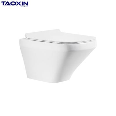 China New Wall Mounted Tank Design Toilet Bowl Ceramic White Rimless Flush Hidden Bathroom Wall Hung Toilet for sale