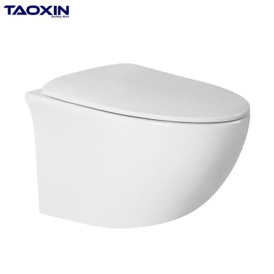 China New Design Bathroom Cistern Wall Mount Modern Hotel Toilet Hidden Ceramic Rimless Rimless Toilet Wall-hung WC for sale