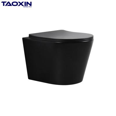 China Round Hung Toilet Wall Mounted Cistern Modern Bathroom Matte Black Rmless Wall Hung Ceramic Hidden Toilet WC Bathroom for sale