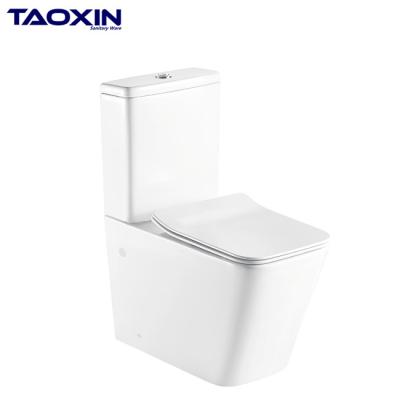 China High Quality Floor Mounted Double-Flow Toilet Bowl Bathroom Close Couple Rimless Two Piece Toilet for sale