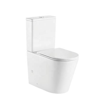 China Modern Floor Mounted Double-Flow WC Toilet Bowl Bathroom Rimless Couple Back To Wall Two Piece Toilet for sale