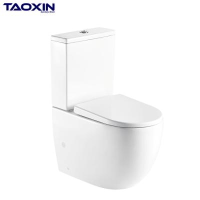 China European Double-Flow WC Toilet Bowl Floor Mounted Bathroom Close Couple Rimless Back To Wall Two Piece Toilet for sale