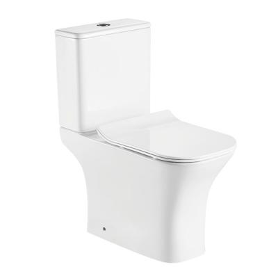 China European Modern Ceramic Double-flush Bathroom Back To Wall Square Rimless Two Piece Toilet for sale