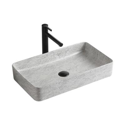 China Ceramic Basin Gray Hand Wash Basin Luxury Easy Clean Ceramic Bathroom Sink Vessel Basin Cabinet for sale