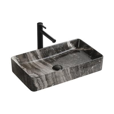 China Easy Clean Square Bathroom Ceramic Hand Wash Basin Washroom Table Top Ceramic Art Basin for sale