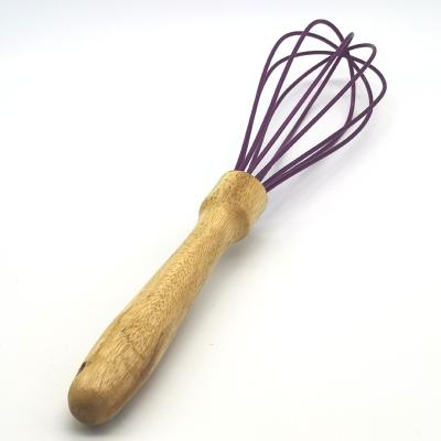 China Viable Low MOQ Best Quality Household Kitchen Tools Beater Silicone Beater With Wooden Handle Kitchen Utensils for sale