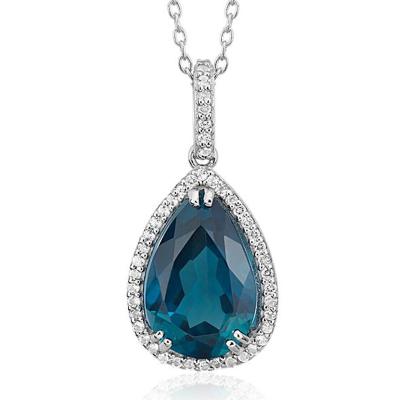 China Vintage 925 Silver Pendants Wholesale Sterling Silver Pear Shape London Blue Topaz Pendant for sale