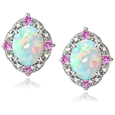 China Hot Vintage - Selling Custom 925 Sterling Silver Rhodium Oval Cut Opal Earrings Women White Fashion Style for sale