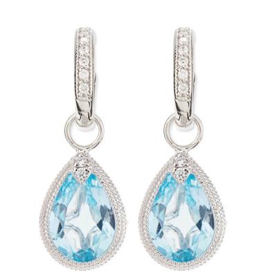 China Vintage Haute Couture 925 Sterling Silver Teardrop Aquamarine And White Zircon Stud Earrings For Ladies To Wear For Daily Parties for sale