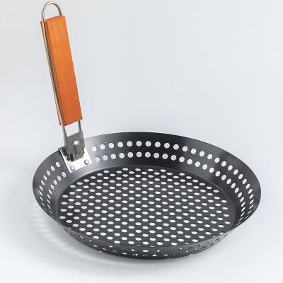 China Not Easily Cleaned Field Stick Barbecue Vegetable Tray With Detachable Wooden Handle for sale