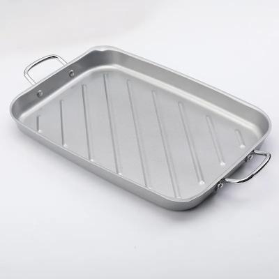 China Not Easily Cleaned Steel Cheese Pan Bakeware Baking Tray Cake Biscuit Stick Silver White Rectangular for sale