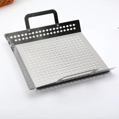 China Easily Cleaned Vegetable BBQ Tool Kit Hamburger Basket Square Grill Hamburger Grill Basket for sale