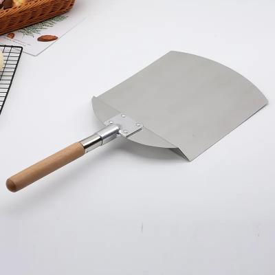 China Wholesale Kitchen Accessories Stainless Steel Handle Pizza Stainless Steel Easily Cleaned Wooden Pizza Shovel for sale