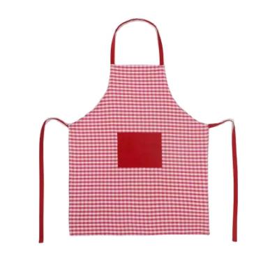 China Soft 100% Cotton Kitchen Apron Plaid Fabric Sleeveless Apron for Women and Men Cooking Baking for sale