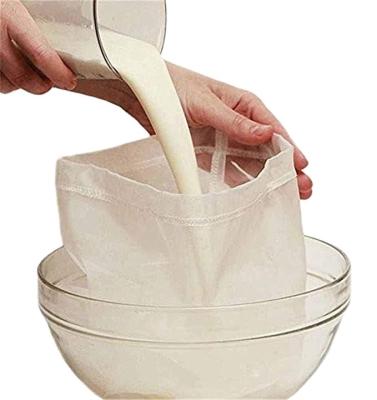 China Sustainable Nut Milk Bags Natural Unbleached 100% COTTON Gauze Bags For Nut Soy Milk Tea Juice Coffee Reusable Almond Milk Strainer for sale