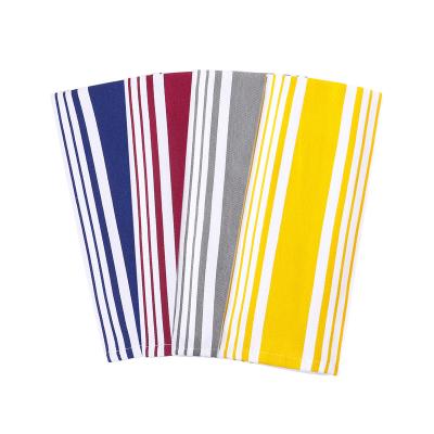 China Viable High Quality Glynniss Colorful Stripe Printed Single 100% Cotton Kitchen Towel Tea Towel Dish Towel for sale