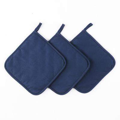 China Solid Color Christmas Gift 100% Cotton Navy Blue Pot Holder for sale