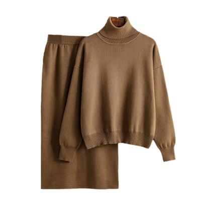 China Women s Sweaters Regular Fit Free Shipping Available Now New Solid Color High Neck Sweater Half body Wrap Hip Skirt Set for sale