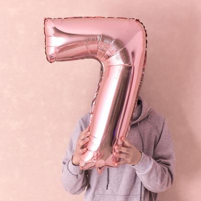 China Party Decoration BLN Rose Gold Digit Foil Balloon Happy Birthday Balloons Dealer Party Decoration 32 Inch Number Balloons for sale