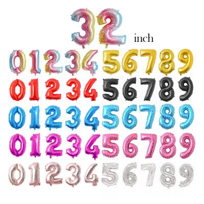 China 32 Inch Party Decoration BLN Number Balloons Birthday Party Decorations Digit Globos Foil Helium Balloon for sale