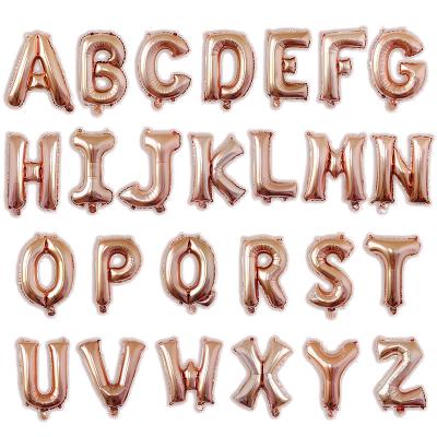 China Glorious Party Decoration Letters Balloons 16 Inch A to Z Foil Balloons Rose Gold Alphabet Birthday Balloons Decorations for sale