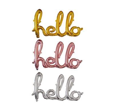 China Glorious Hello United Foil Balloon Gold Mylar Globos Party Party Decoration Big Hello United Letters Helium Balloon for sale