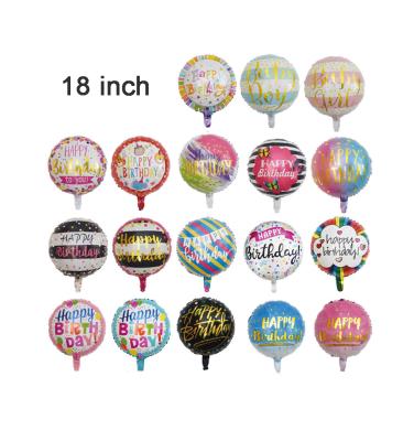 China Globos Globos 18 Inch Round Happy Birthday Foil Balloon Party Decorations Party Decorations Air Helium Balloon for sale