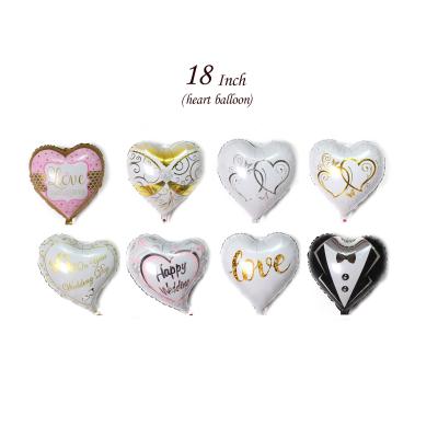 China Glorious 18 Inch Party Decoration Heart Shape Globos For Valentines Day Wedding Party Decoration Heart Foil Balloon for sale