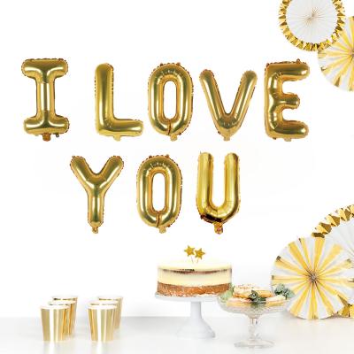 China Glorious Party Decoration Gold Foil I LOVE YOU Balloon 16 Inch Letters Sets Valentine's Day Decorations Helium Globos for sale