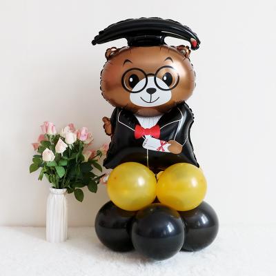 China Graduation Party Decoration Cartoon Glorious Bear Big Foil Doctor Happy Bear Globos Balloon 2022 Graduation Party Decor Balloon for sale