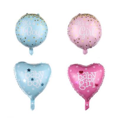 China Globos Party Decoration 18inch Boy Girl Foil Balloon Pink Heart Round Shape Globos Baby Shower Balloon for sale