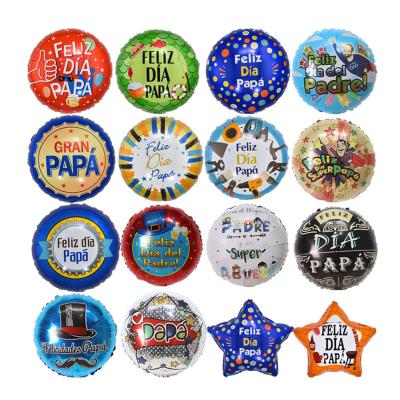 China Wholesale 18 Inch Round Gift Toy BLN Shape Feliz Dia Papa Globos Spanish Happy Father's Day Balloons for sale