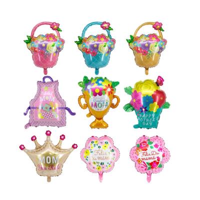 China Wholesale Happy Mom Gift Toy BLN Mothers Day Balloons Flower Basket Shape Apron Trophy Garden Feliz Diameter Globos for sale