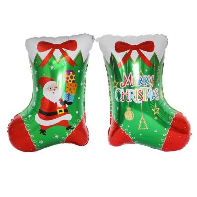 China Christmas Decoration Glorious Christmas Merry 2022 Globos Helium Storage Balloons Green Red Sock Foil Balloons for sale