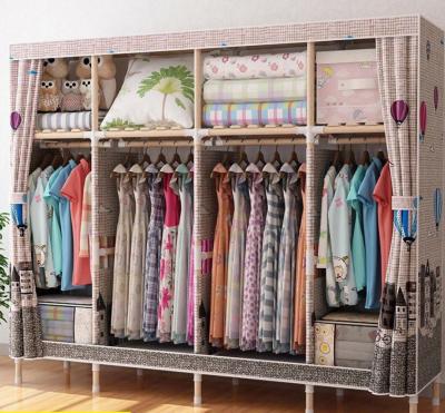 China Adjustable Modern Removable Steel Frame Non-Woven Fabric Bedroom Furniture Portable Clothes Storage(Size) Wardrobe for sale