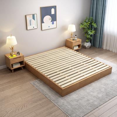 China EUROPEAN solid wood double bed 1.5 meters low single bed modern floor bed 1.8 meters for sale