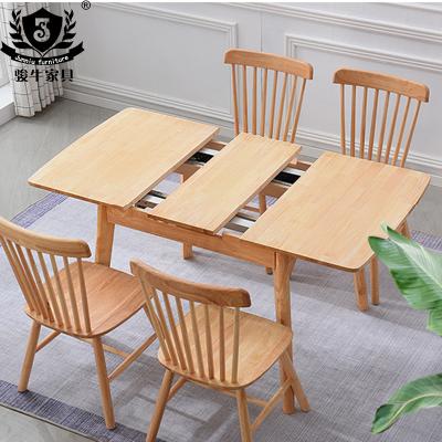 China Hot Selling Nordic Solid Wood Retractable Folding Dining Table and Chairs (Others) Square Dining Furniture Adjustable for sale