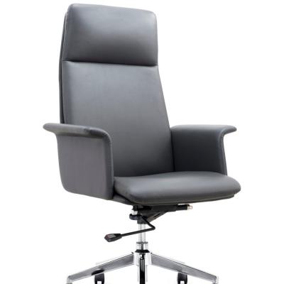 China High Back Height Adjustable Office Chair Black Leather Executive (Height) With Wheels for sale