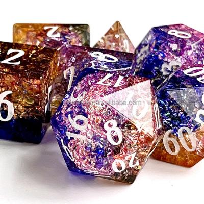 China DND Games RPG Game Rainbow Prism Glass Gem Dice Stone Polyhedral Gem Dice for sale